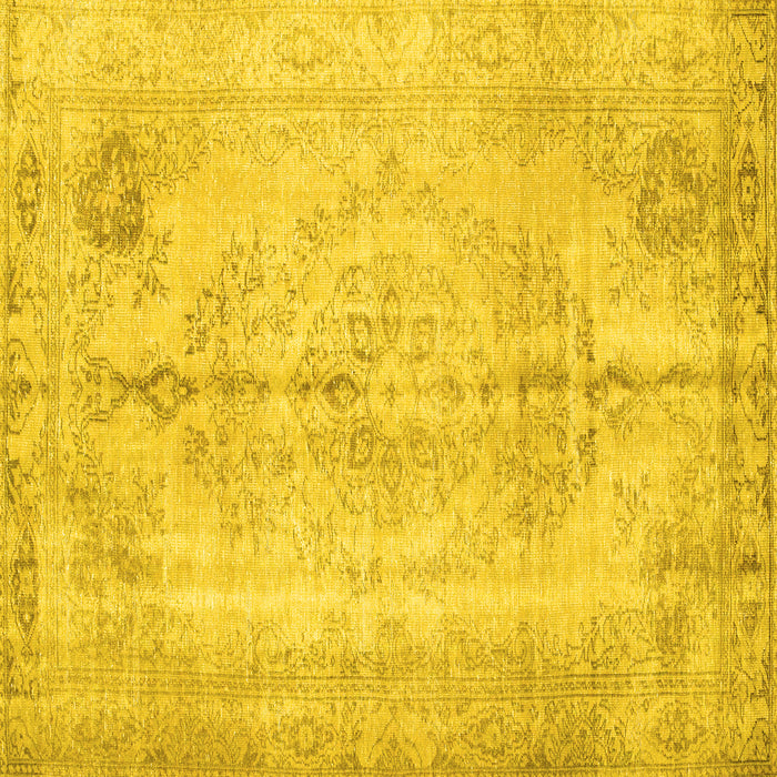 Square Machine Washable Persian Yellow Traditional Rug, wshtr2074yw