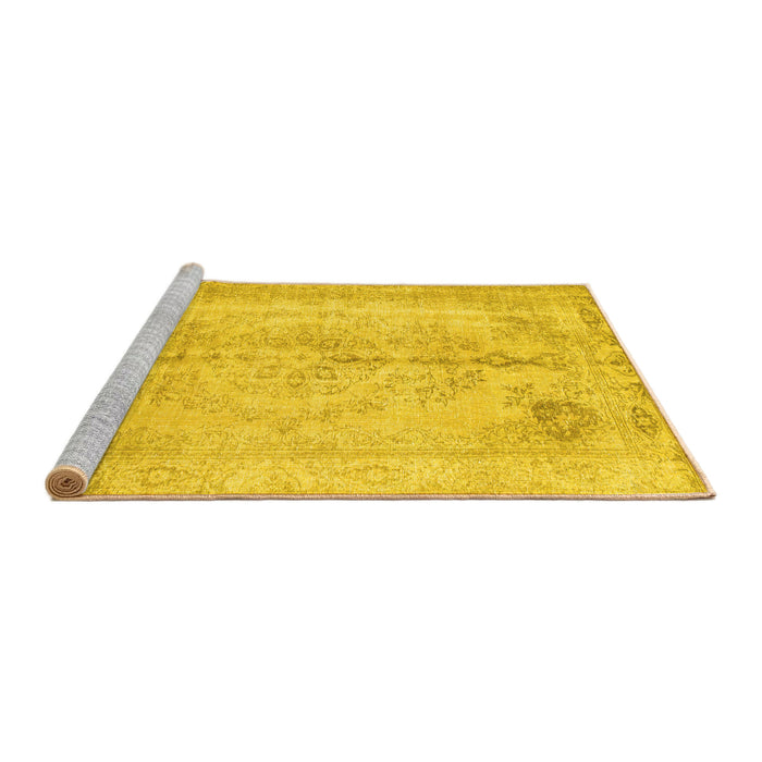 Sideview of Machine Washable Persian Yellow Traditional Rug, wshtr2074yw