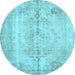 Round Persian Light Blue Traditional Rug, tr2074lblu