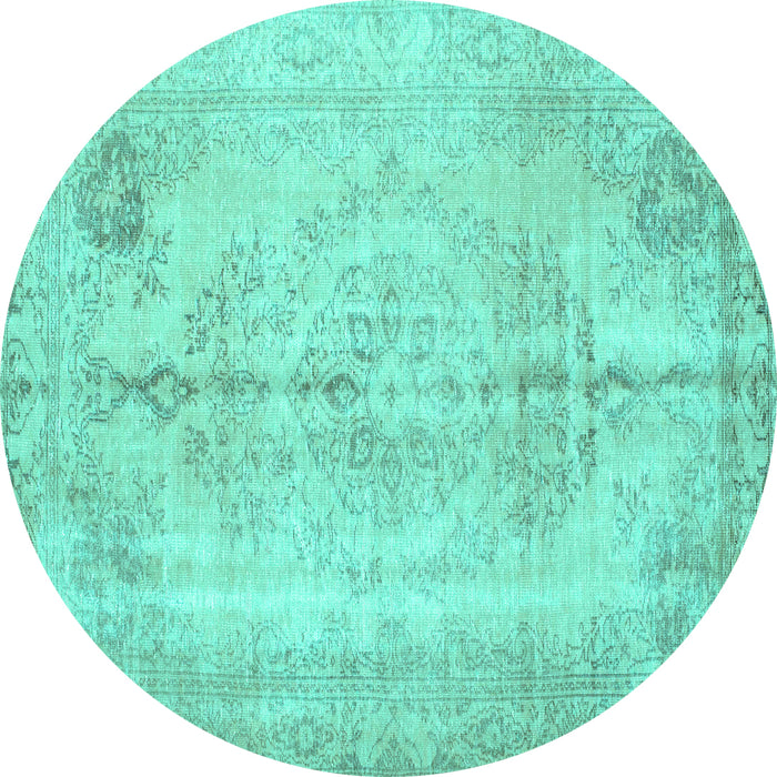 Round Persian Turquoise Traditional Rug, tr2074turq