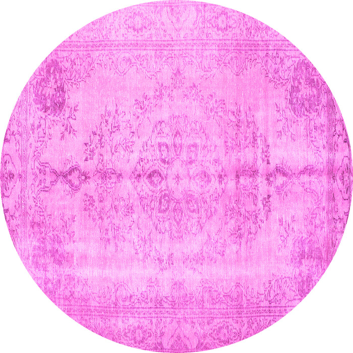 Round Machine Washable Persian Pink Traditional Rug, wshtr2074pnk