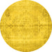 Round Persian Yellow Traditional Rug, tr2074yw