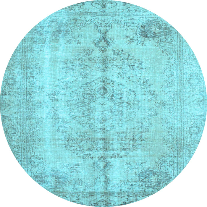 Round Machine Washable Persian Light Blue Traditional Rug, wshtr2074lblu
