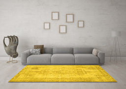 Machine Washable Persian Yellow Traditional Rug in a Living Room, wshtr2074yw
