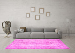 Machine Washable Persian Pink Traditional Rug in a Living Room, wshtr2074pnk