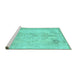 Sideview of Machine Washable Persian Turquoise Traditional Area Rugs, wshtr2074turq