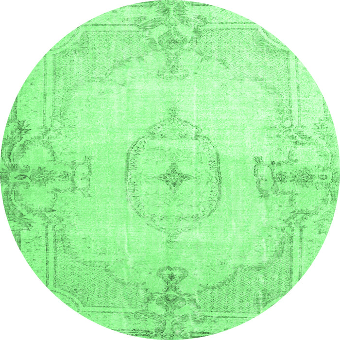 Round Machine Washable Persian Emerald Green Traditional Area Rugs, wshtr2075emgrn