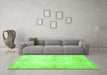 Machine Washable Persian Green Traditional Area Rugs in a Living Room,, wshtr2075grn