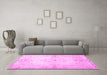 Machine Washable Persian Pink Traditional Rug in a Living Room, wshtr2075pnk