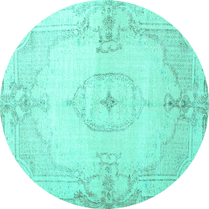 Round Persian Turquoise Traditional Rug, tr2075turq