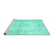 Sideview of Machine Washable Persian Turquoise Traditional Area Rugs, wshtr2075turq