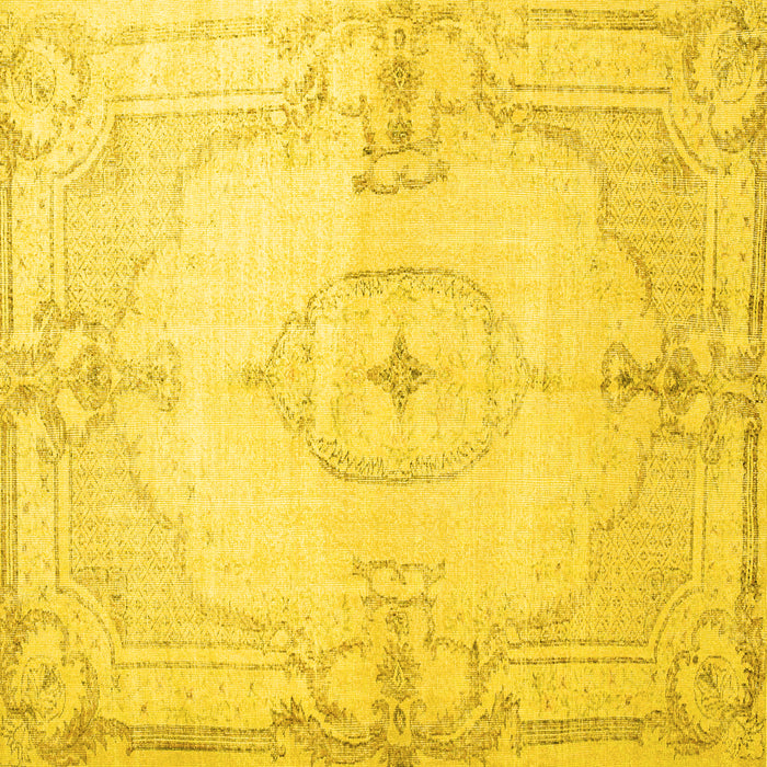 Square Persian Yellow Traditional Rug, tr2075yw