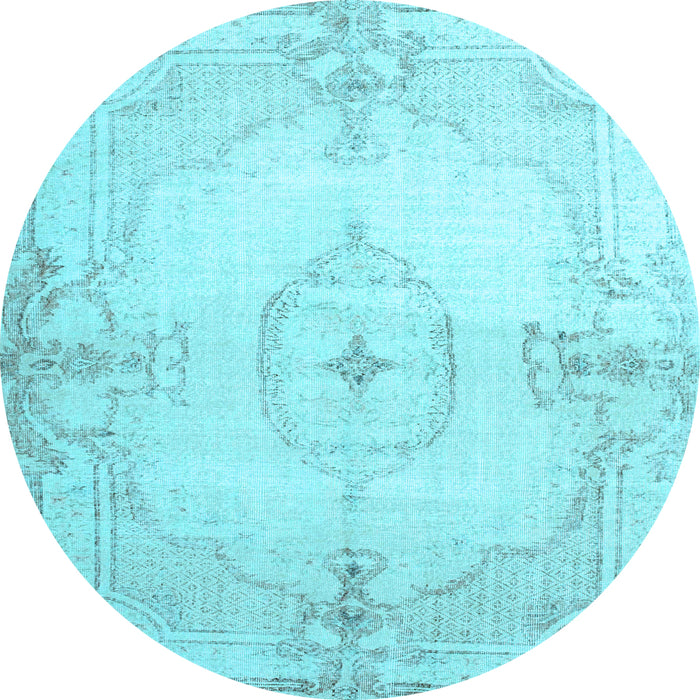 Round Machine Washable Persian Light Blue Traditional Rug, wshtr2075lblu