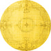 Round Persian Yellow Traditional Rug, tr2075yw