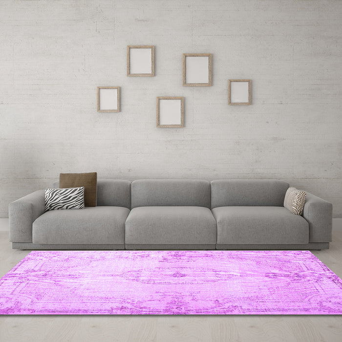Machine Washable Persian Purple Traditional Area Rugs in a Living Room, wshtr2075pur