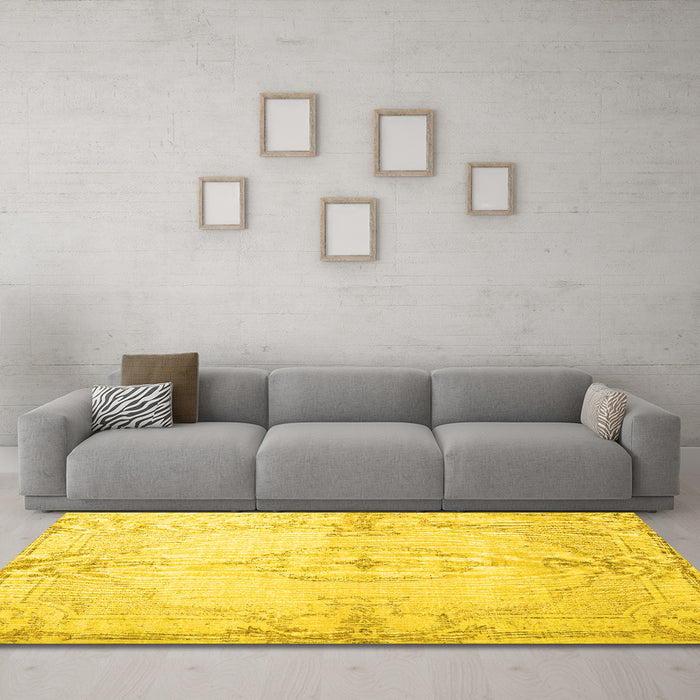 Machine Washable Persian Yellow Traditional Rug in a Living Room, wshtr2075yw