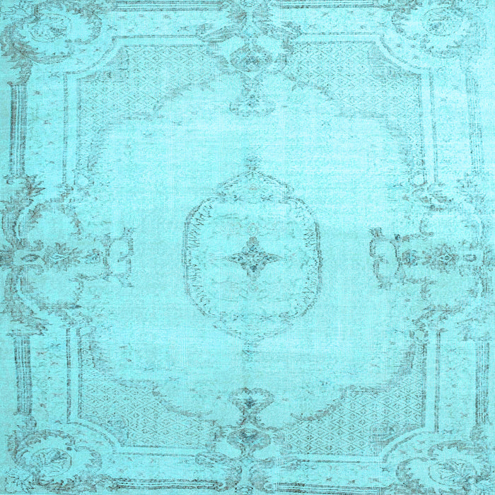 Square Machine Washable Persian Light Blue Traditional Rug, wshtr2075lblu