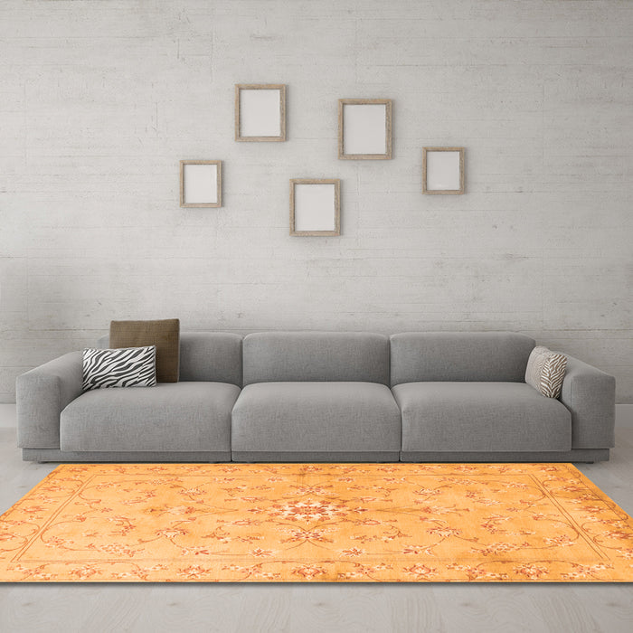 Machine Washable Persian Orange Traditional Area Rugs in a Living Room, wshtr2076org
