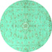 Round Persian Turquoise Traditional Rug, tr2076turq