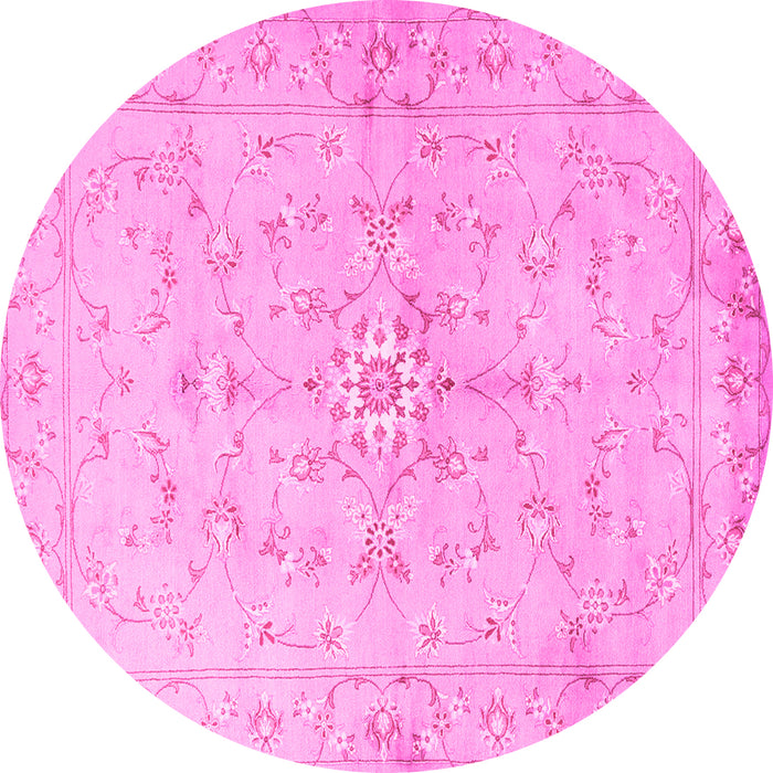Round Machine Washable Persian Pink Traditional Rug, wshtr2076pnk