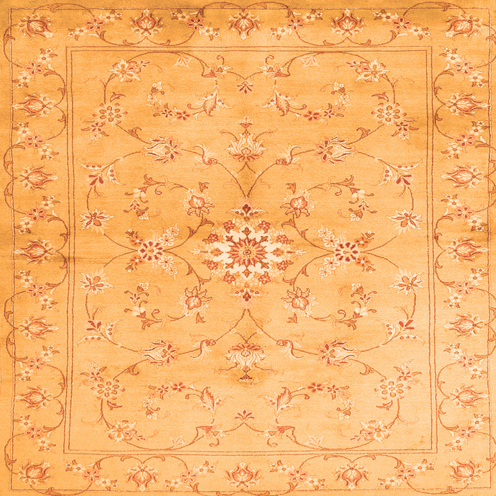 Round Machine Washable Persian Orange Traditional Area Rugs, wshtr2076org