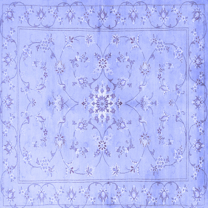 Square Machine Washable Persian Blue Traditional Rug, wshtr2076blu