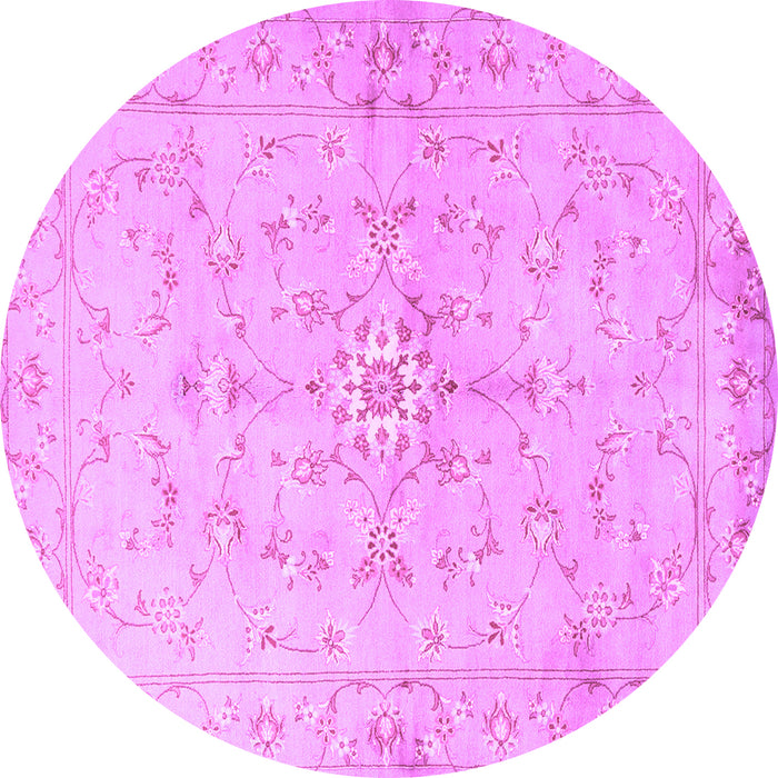 Round Machine Washable Persian Purple Traditional Area Rugs, wshtr2076pur