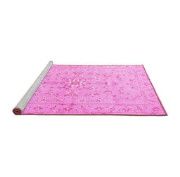 Sideview of Machine Washable Persian Pink Traditional Rug, wshtr2076pnk