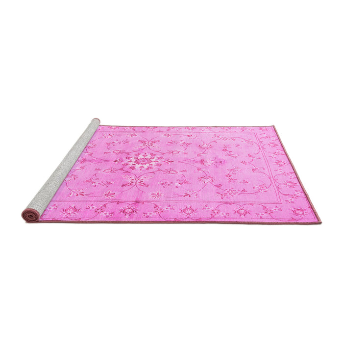 Sideview of Machine Washable Persian Pink Traditional Rug, wshtr2076pnk