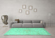 Machine Washable Persian Turquoise Traditional Area Rugs in a Living Room,, wshtr2076turq