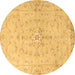 Round Persian Brown Traditional Rug, tr2076brn