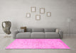 Machine Washable Persian Pink Traditional Rug in a Living Room, wshtr2076pnk