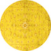 Round Persian Yellow Traditional Rug, tr2076yw