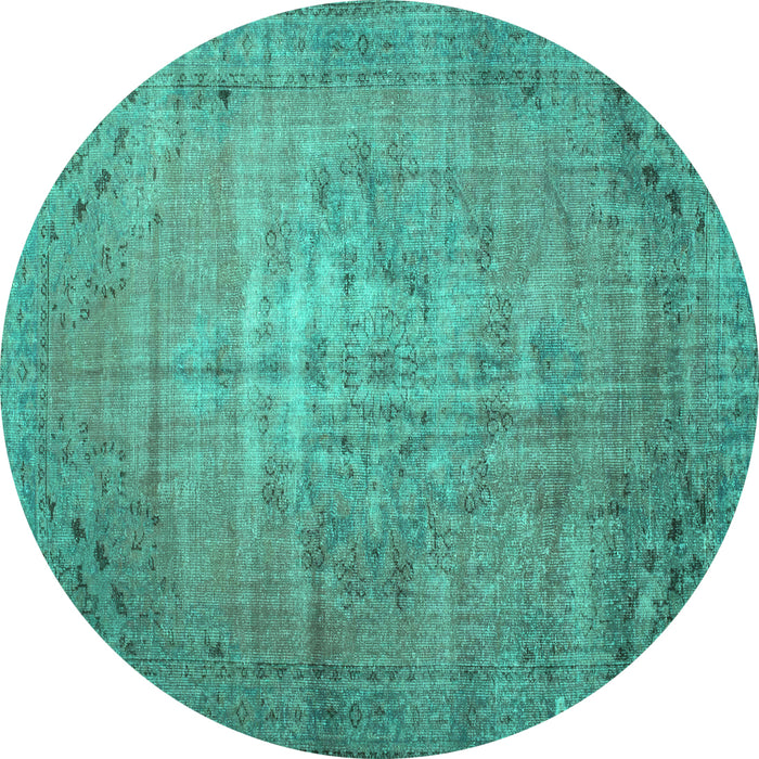 Round Persian Turquoise Traditional Rug, tr2077turq