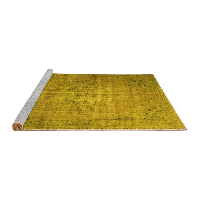 Sideview of Machine Washable Persian Yellow Traditional Rug, wshtr2077yw