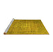 Sideview of Machine Washable Persian Yellow Traditional Rug, wshtr2077yw