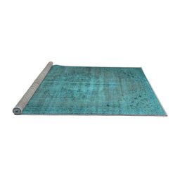 Sideview of Machine Washable Persian Light Blue Traditional Rug, wshtr2077lblu