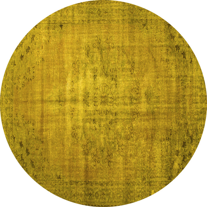 Round Persian Yellow Traditional Rug, tr2077yw
