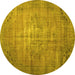 Round Persian Yellow Traditional Rug, tr2077yw