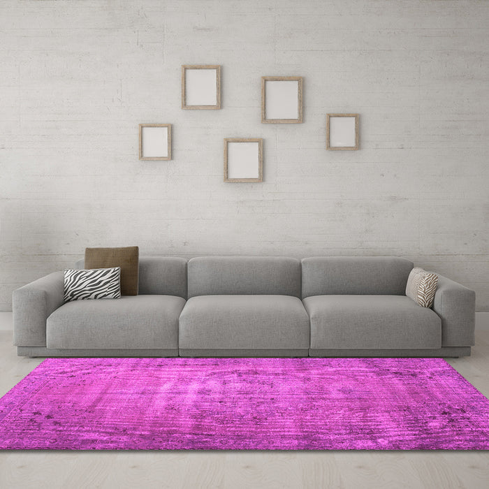 Machine Washable Persian Pink Traditional Rug in a Living Room, wshtr2077pnk