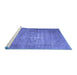 Sideview of Machine Washable Persian Blue Traditional Rug, wshtr2077blu