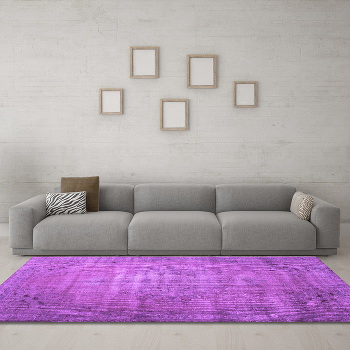 Machine Washable Persian Purple Traditional Area Rugs in a Living Room, wshtr2077pur