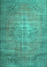 Machine Washable Persian Turquoise Traditional Area Rugs, wshtr2077turq