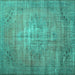 Square Persian Turquoise Traditional Rug, tr2077turq