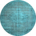 Round Persian Light Blue Traditional Rug, tr2077lblu
