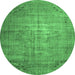 Round Persian Emerald Green Traditional Rug, tr2077emgrn