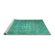 Sideview of Machine Washable Persian Turquoise Traditional Area Rugs, wshtr2077turq