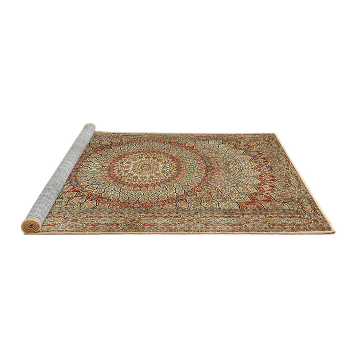 Sideview of Machine Washable Traditional Saddle Brown Rug, wshtr2078