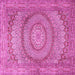 Square Machine Washable Medallion Pink Traditional Rug, wshtr2078pnk