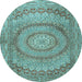 Round Medallion Light Blue Traditional Rug, tr2078lblu